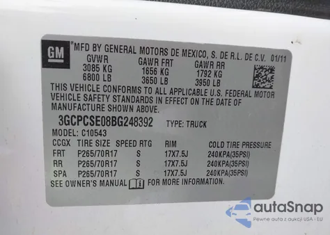 2011 Chevrolet Silverado 1500 Lt from USA, damaged, VIN 3GCPCSE08BG248392